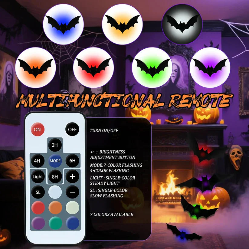 🔥Up To 60 Off%:🦇LED Halloween Bat Lights with Remote – Spooky Glow for Home & Party Decor