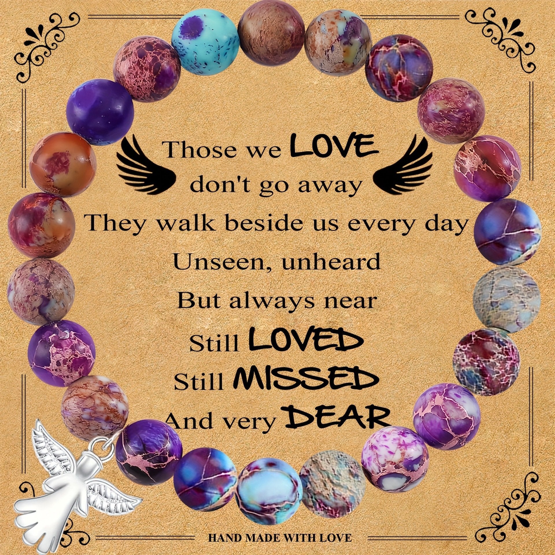 🎁 Memorial Gifts Angel Wings Healing Crystal Bracelet