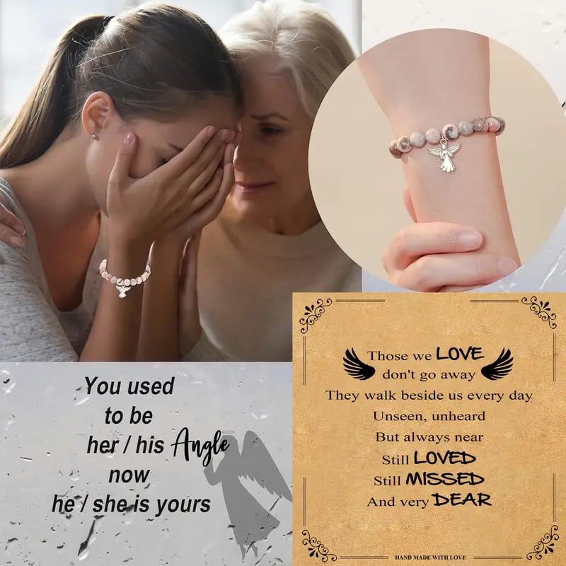 🎁 Memorial Gifts Angel Wings Healing Crystal Bracelet