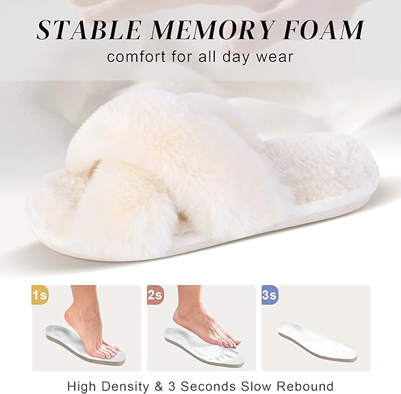 Cozy Furry Women's Cross-Band Slippers