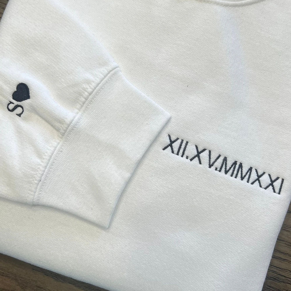 Mucior™ Couple Friend Family Gift！Roman Numeral Custom Embroidered T-Shirt/Sweart/Hoodie【Couple order quantity 2 pcs】