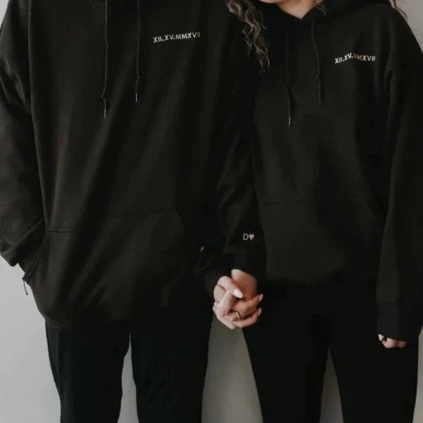 Mucior™ Couple Friend Family Gift！Roman Numeral Custom Embroidered T-Shirt/Sweart/Hoodie【Couple order quantity 2 pcs】