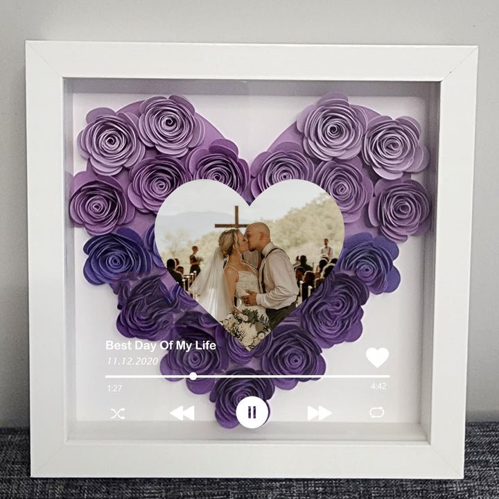 Mucior™ Custom Heart Flower Shadow Box with Photo