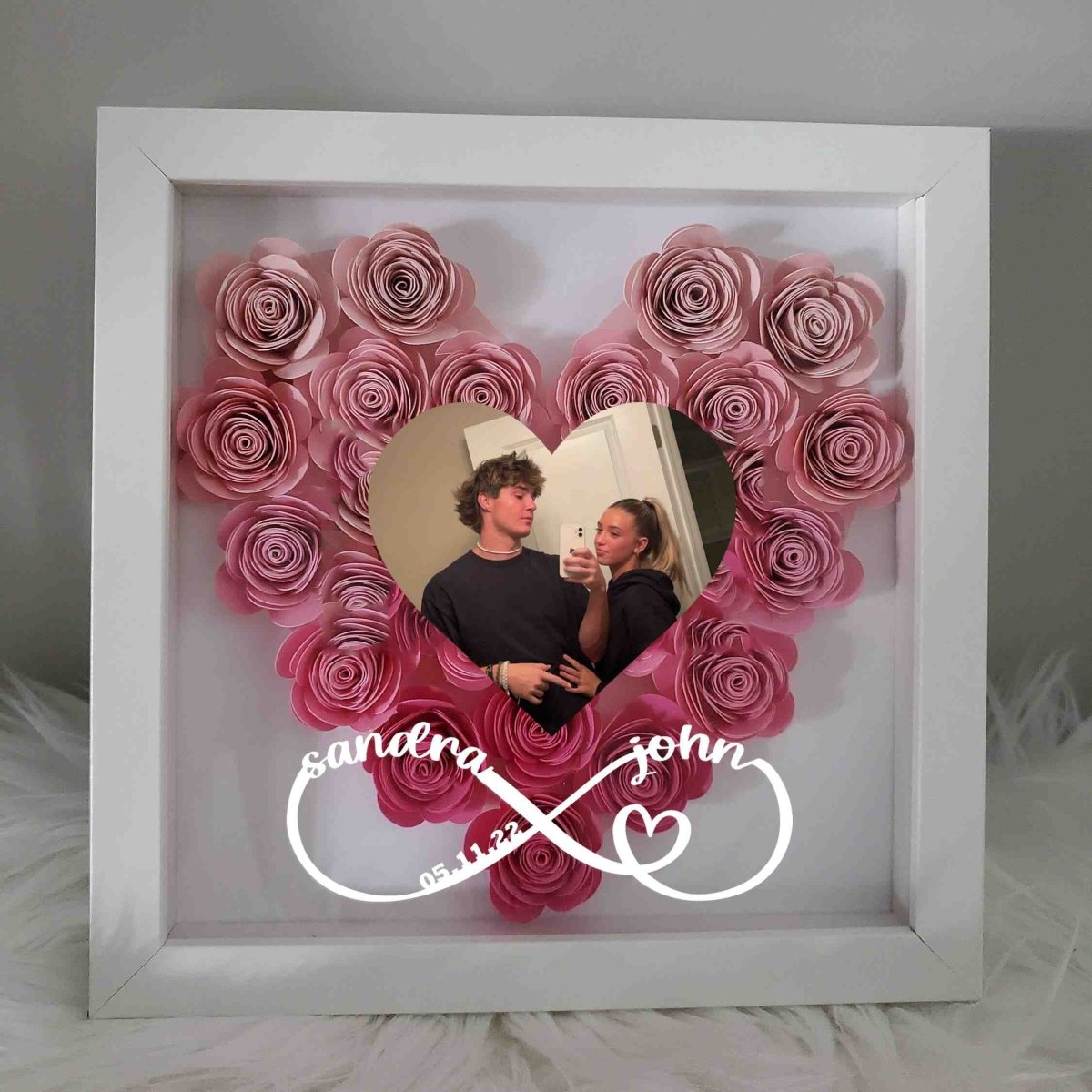 Mucior™ Custom Heart Flower Shadow Box with Photo